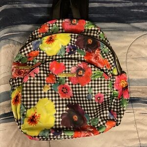 Betsey Johnson Floral Checkered Backpack